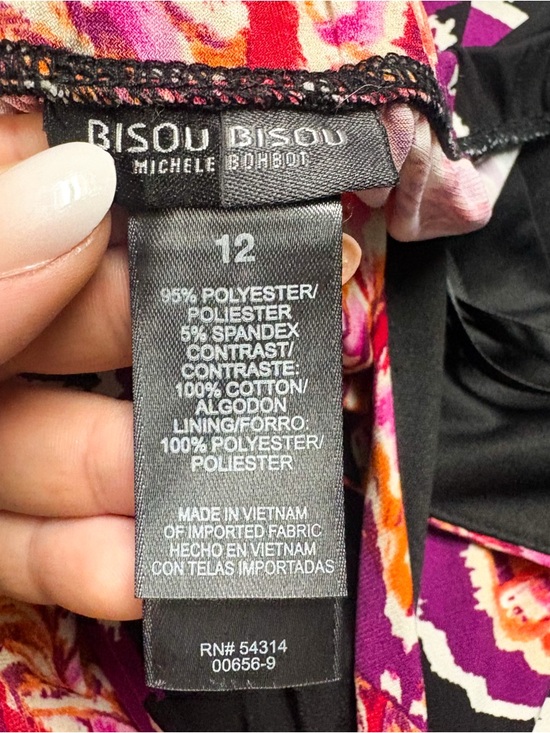 Bisou Bisou Pink & Black Floral Boho Halter Maxi Dress Womens 12 - Picture 8 of 9